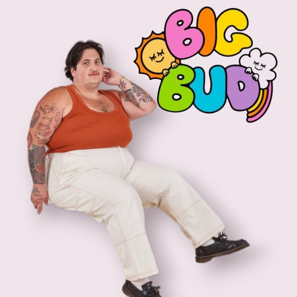 Big Bud Press Carpenter Jeans in Vintage Off-White ~ size L ~ Utility - Picture 4 of 14